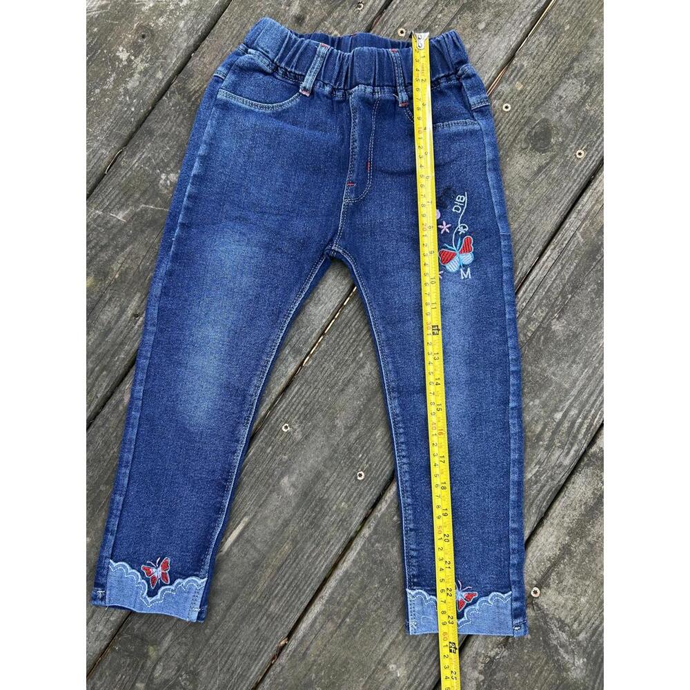 Kids Jeans with Butterfly Embroidery – Size 5T – New Without Tags - Picture 2 of 7